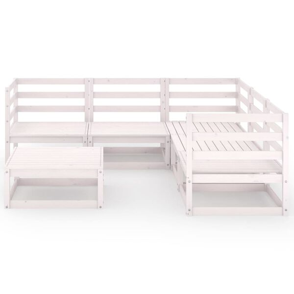 vidaXL 6 Piece Garden Lounge Set White Solid Pinewood