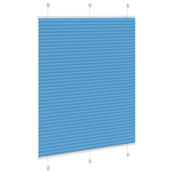 vidaXL Pleated Blind Blue 105x100 cm Fabric Width 104.4 cm Polyester