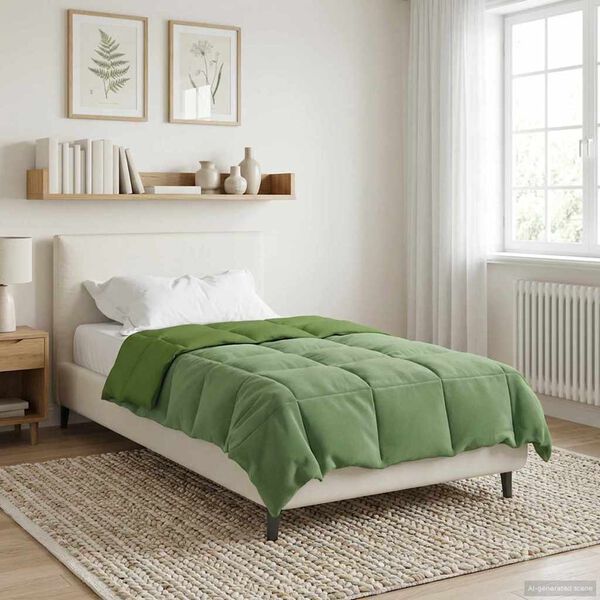 vidaXL Winter Duvet Quilted Green 140 x 200 cm Microfiber