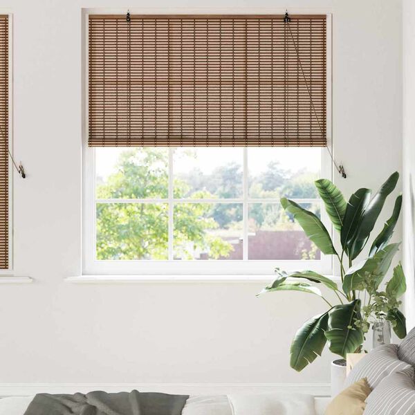 vidaXL Roller Blind with Curtains Manual Brown 150 x 160 cm Bamboo