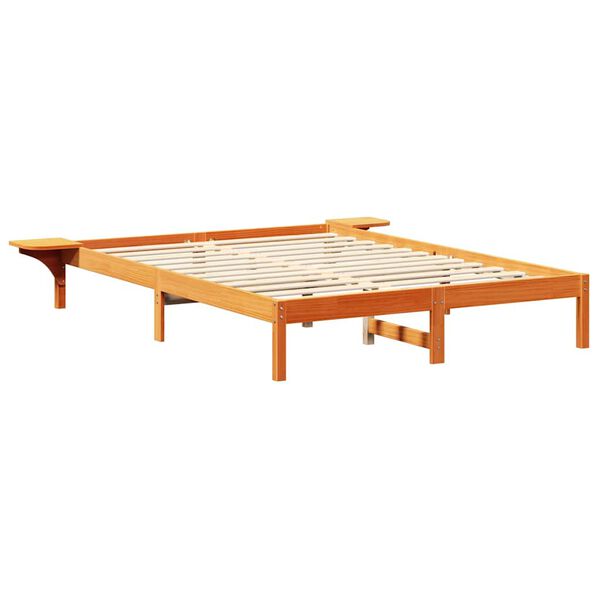 vidaXL Bed Frame Wax Brown 160 x 200 cm Solid Pine Wood