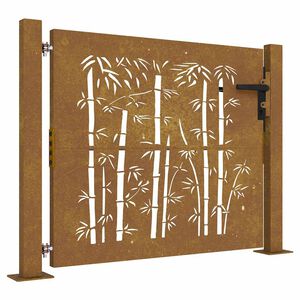vidaXL Garden Gate 100x100 cm Corten Steel Bamboo Design