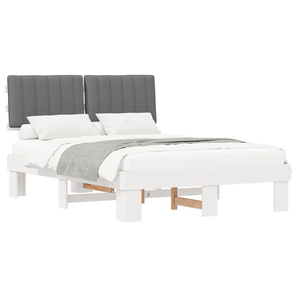 vidaXL Bed Frame with Upholstered Headboard Light Grey 135 x 190 cm