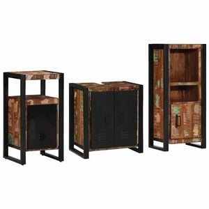 vidaXL Bathroom Furniture Set with Drawer 3 pcs Solid Reclaim Wood