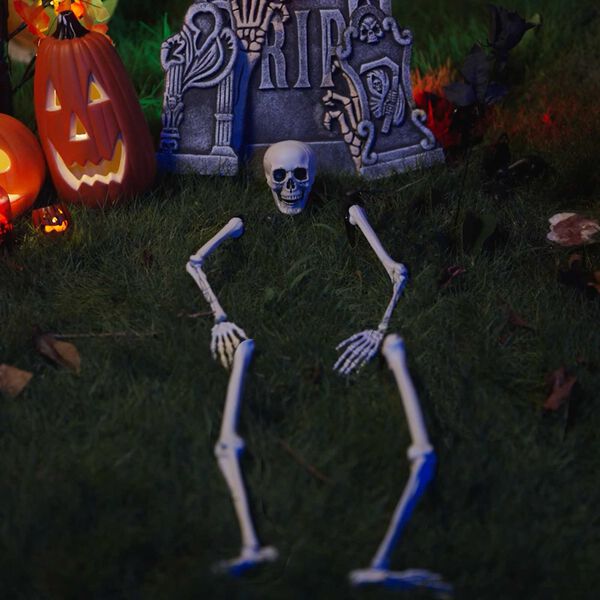 vidaXL Halloween Skeleton with Ground Spikes White 45.5 x 13 cm