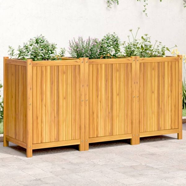 vidaXL Garden Planter with Liner 150x50x75 cm Solid Wood Acacia