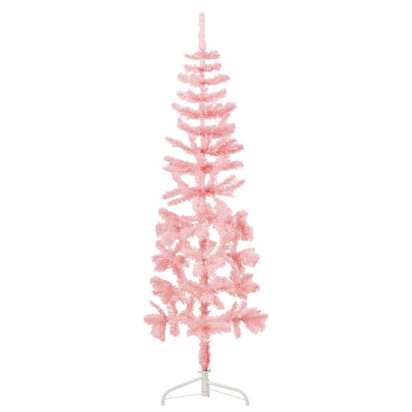 vidaXL Slim Artificial Half Christmas Tree with Stand Pink 150 cm