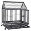vidaXL Dog Cage with Wheels and Roof Steel 92x62x106 cm