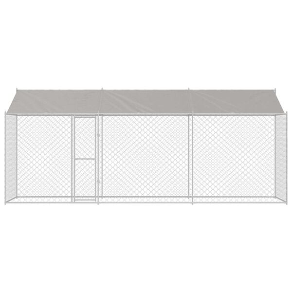 vidaXL Dog Cage with Roof Silver 600 x 200 x 256 cm Steel and PE