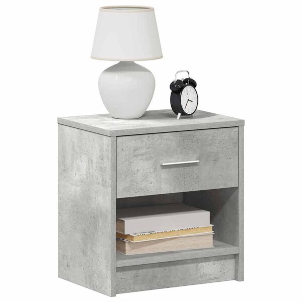 vidaXL Bedside Cabinet with Drawer Concrete Grey 39x28x41 cm