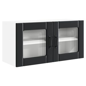 vidaXL Wall Glass Cabinet PORTO Black 80 x 31 x 40 cm Engineered Wood