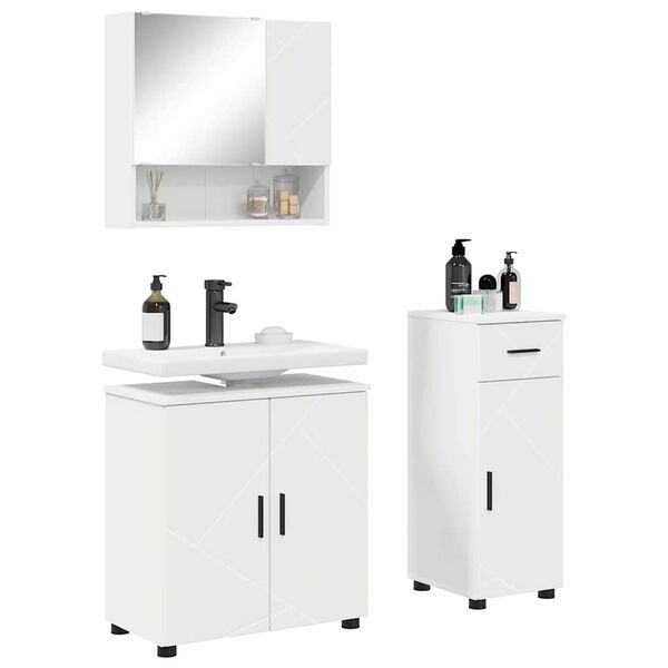 vidaXL Bathroom Furniture Set Wall-mounted 3 pcs White Engineered wood