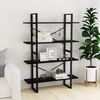 vidaXL 4-Tier Book Cabinet Black 100x30x140 cm Solid Pine Wood