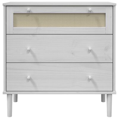 vidaXL Drawer Cabinet SENJA Rattan Look White 80x40x80 cm Solid Wood Pine
