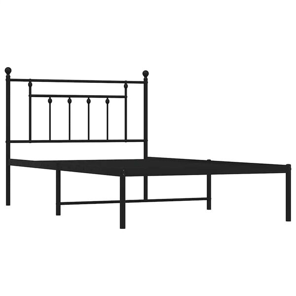 vidaXL Metal Bed Frame without Mattress with Headboard Black 100x200cm