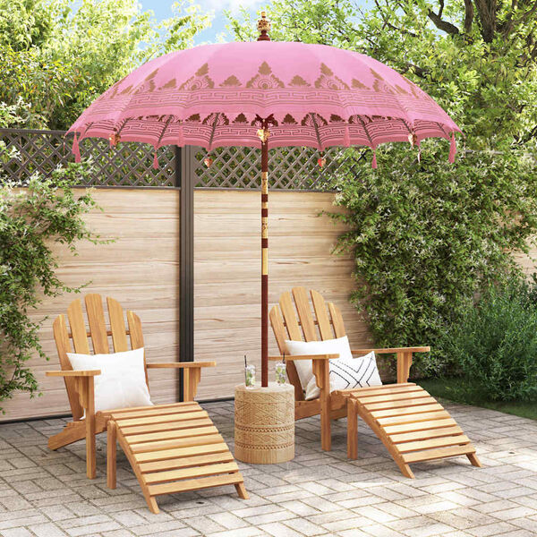 vidaXL Balinese Parasol Pink 215 x 215 x 260 cm Cotton and Wood