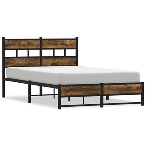 vidaXL Metal Bed Frame without Mattress Smoked Oak 120x190 cm Small Double