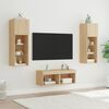 vidaXL 4 Piece TV Wall Cabinets with LED Lights Sonoma Oak