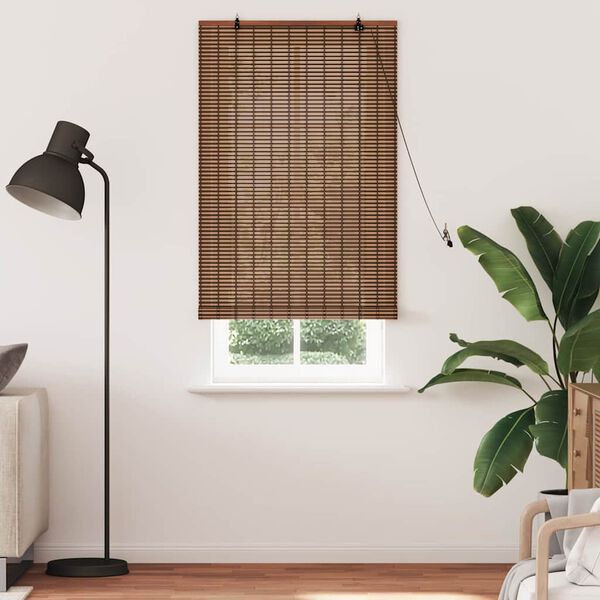 vidaXL Roller Blind with Curtains Manual Brown 80 x 220 cm Bamboo