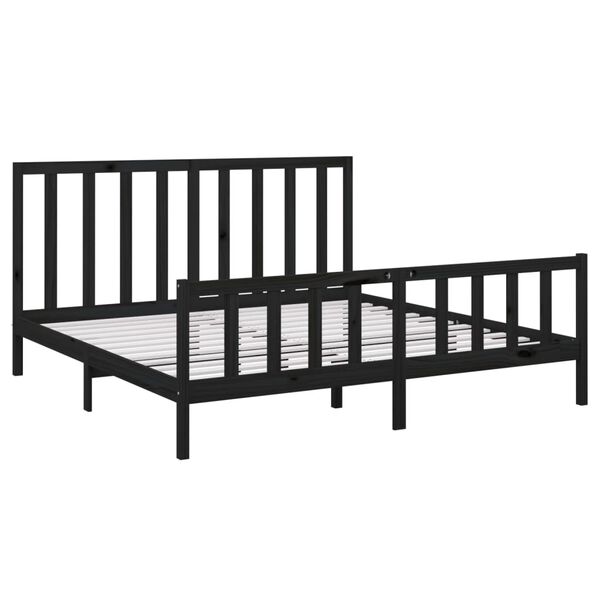 vidaXL Bed Frame without Mattress Black 180x200 cm Super King Solid Wood Pine