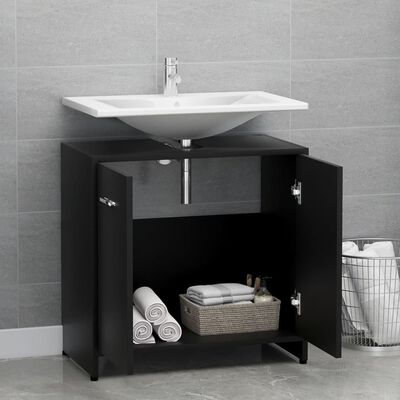 vidaXL Bathroom Cabinet Black 60x33x61 cm Engineered Wood