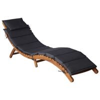 vidaXL Sun Lounger with Dark Grey Cushions Solid Wood Acacia