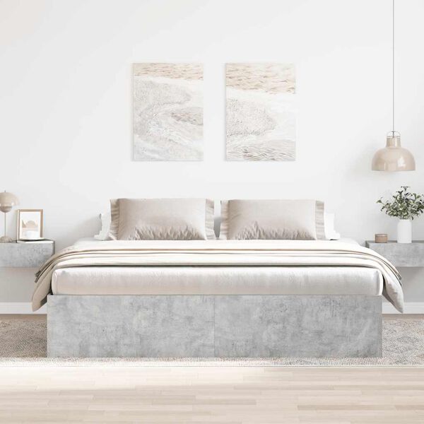 vidaXL Bed Frame without Mattress Concrete Grey 200x200 cm