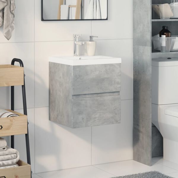 vidaXL 2 Piece Bathroom Furniture Set Concrete Grey Engineered Wood