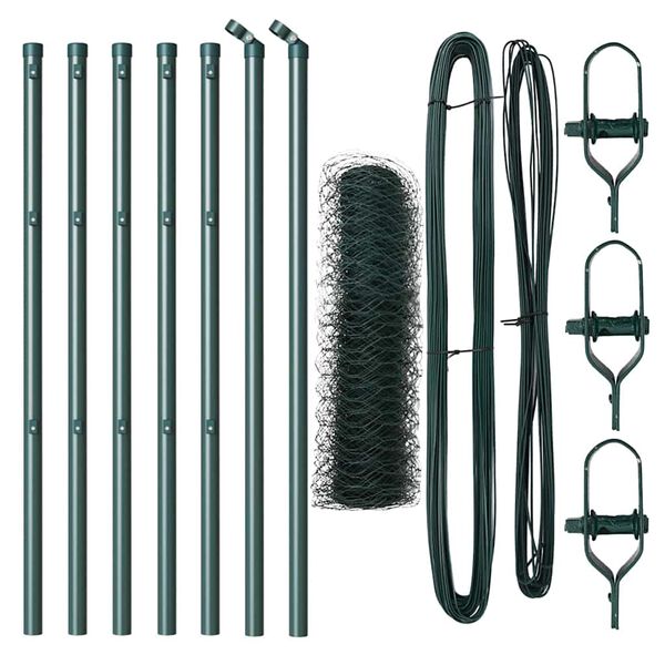 vidaXL Fence Post Green 10 x 0.4 m (50 mm mesh) Steel and PVC