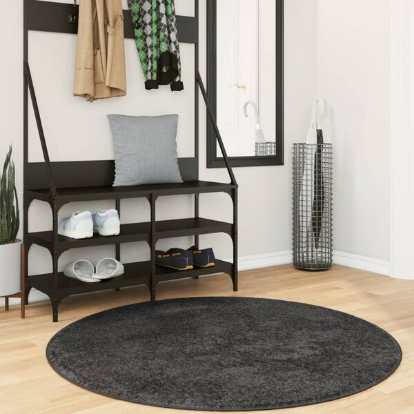 vidaXL Shaggy Rug PAMPLONA High Pile Modern Anthracite &Oslash; 160 cm
