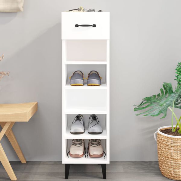 vidaXL Shoe Cabinet High Gloss White 30x35x105 cm Engineered Wood