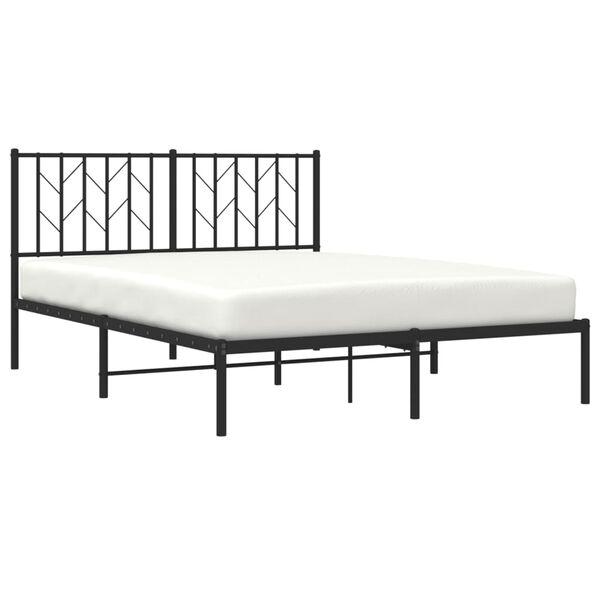 vidaXL Metal Bed Frame without Mattress with Headboard Black 140x200cm