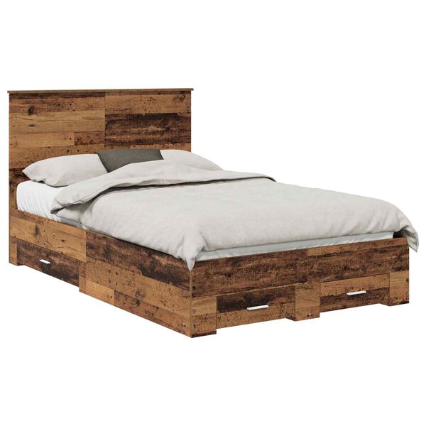 vidaXL Bed Frame with Headboard Old Wood 120 x 200 cm Engineered Wood