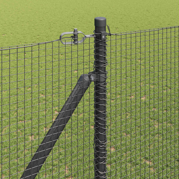 vidaXL Fence Post Grey 50 x 1.5 m (16 x 16 mm mesh) Steel and PVC