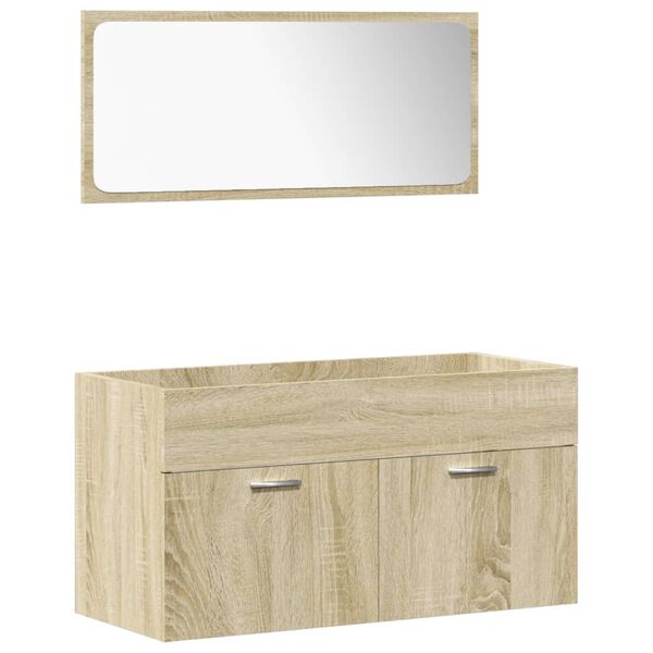 vidaXL 4 Piece Bathroom Furniture Set Sonoma Oak Engineered Wood