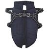 vidaXL Dog Coat with Harness Navy Blue S Fleece and Polyester