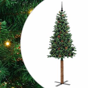 vidaXL Slim Christmas Tree Green 210 cm PVC and Solid Pine wood