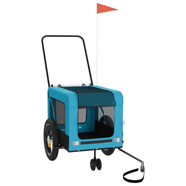 vidaXL Pet Bike Trailer Blue and Black Oxford Fabric and Iron