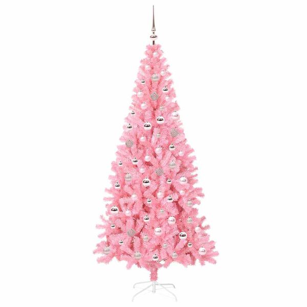 vidaXL Christmas Tree with 300 LEDs with Stand Pink 240 cm PVC
