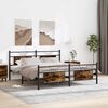 vidaXL Metal Bed Frame without Mattress Smoked Oak 160x200 cm