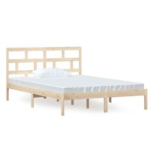 vidaXL Bed Frame without Mattress Solid Wood 140x200 cm (810017+814194)
