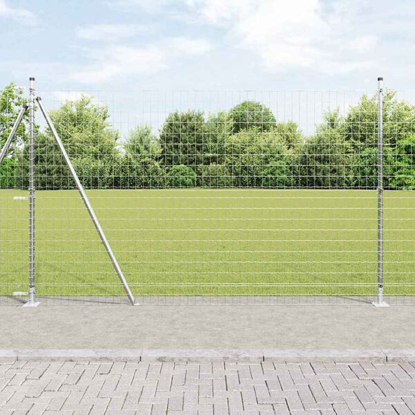 vidaXL Fence with Post Silver 1.4 x 10 m Steel