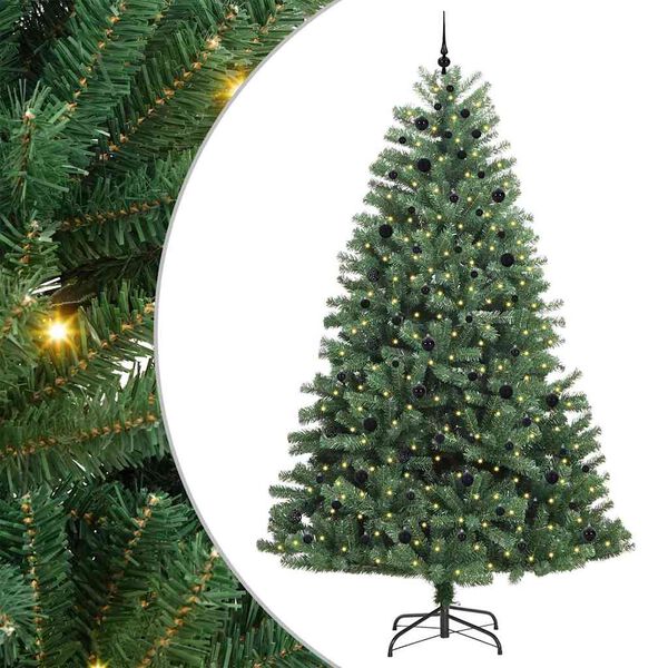 vidaXL Artificial Hinged Christmas Tree Green 270 cm PVC and Metal