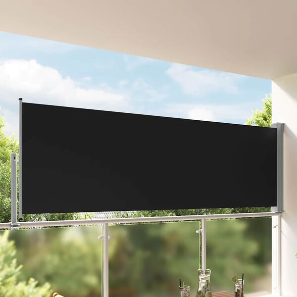 vidaXL Patio Retractable Side Awning 120 x 300 cm Black