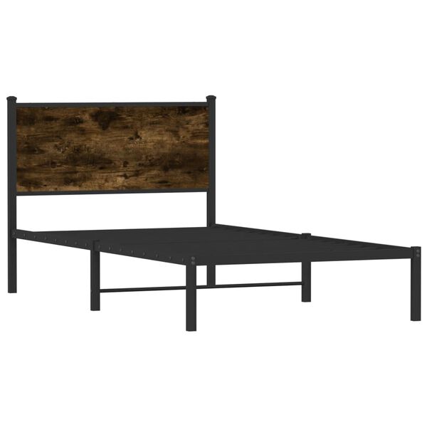 vidaXL Metal Bed Frame without Mattress Smoked Oak 100x200 cm