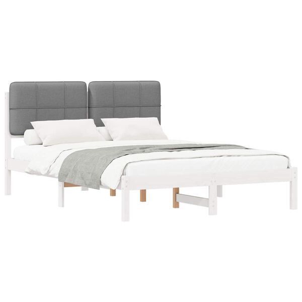vidaXL Bed Frame with Upholstered Headboard Light Grey 140 x 190 cm