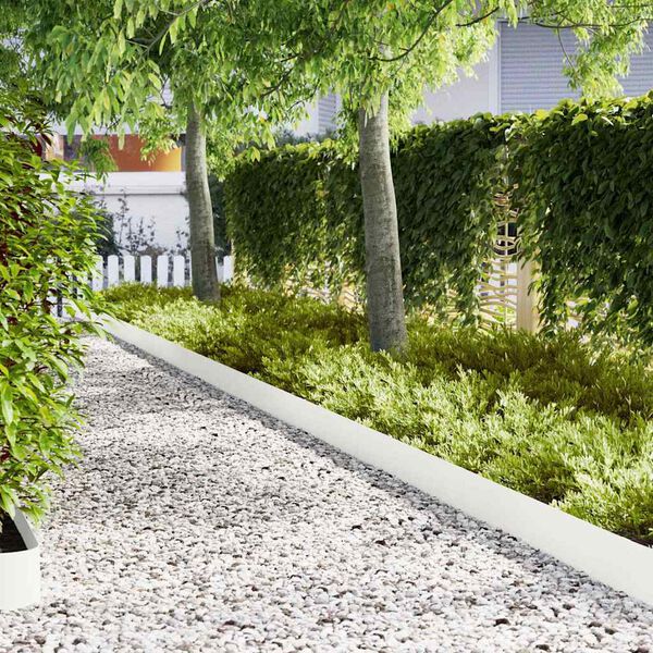 vidaXL Lawn Edging 30 pcs White 100 x 0.05 x 20 cm Cold Rolled Steel