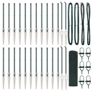 vidaXL Welded Wire Fence with Spikes 50 x 0.4 m PVC-coated Steel Green