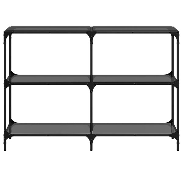 vidaXL Console Table with Black Glass Top 118.5x30x81 cm Steel