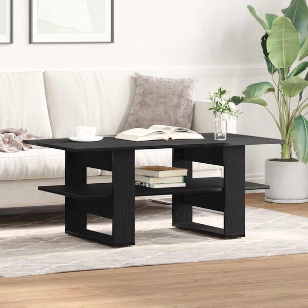 vidaXL Coffee Table Black Oak 102 x 55 x 42 cm Engineered Wood